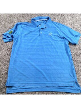 Adidas Doonbeg Golf Polo Mens 2XL Blue Striped Performance Blue Short Sleeve